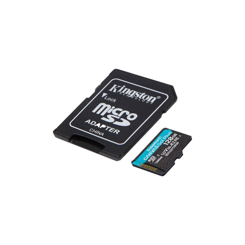 Hukommelseskort - Kingston Canvas Go! microSDXC + SDXC 128GB UHS-I U3 V30 (Class 10) 170MB/s