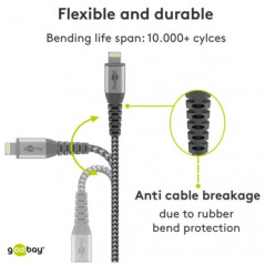 Opladere og kabler - Elegant og ekstra robust MFi-godkendt USB til Lightning iPhone-opladerkabel med MFi-godkendelse