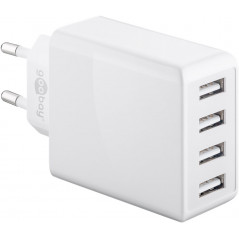 Opladere og kabler - Strømadapter til USB-oplader 3A, 4xUSB