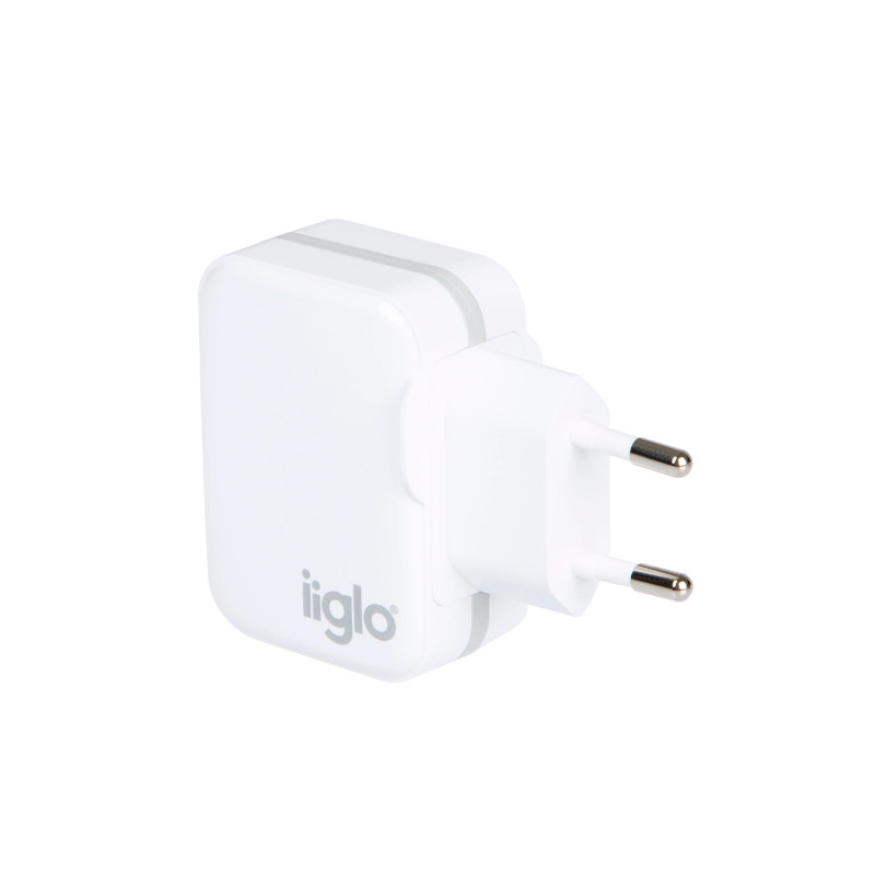 Vægladere til mobiltelefon - iiglo universel oplader til telefoner og tablets USB-A med Quick Charge 3.0, 18W