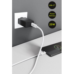 Opladere og kabler - Strømadapter med USB-C PD (Power Delivery) 25W, hurtig opladning