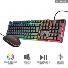 Pakke med gamingtastatur og mus - Trust GXT 838 Azor Gaming RGB Combo med regnbuebelysning