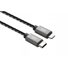 3SIXT Lightning til USB-C-kabel, sort/sølv