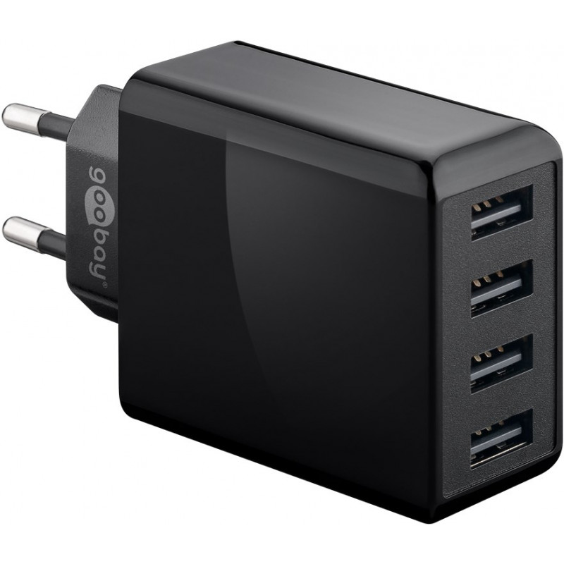 Opladere og kabler - Goobay strømadapter med 4xUSB, maks. 30W