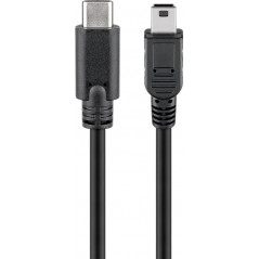 USB-C til miniUSB-kabel, 0,5 meter, sort