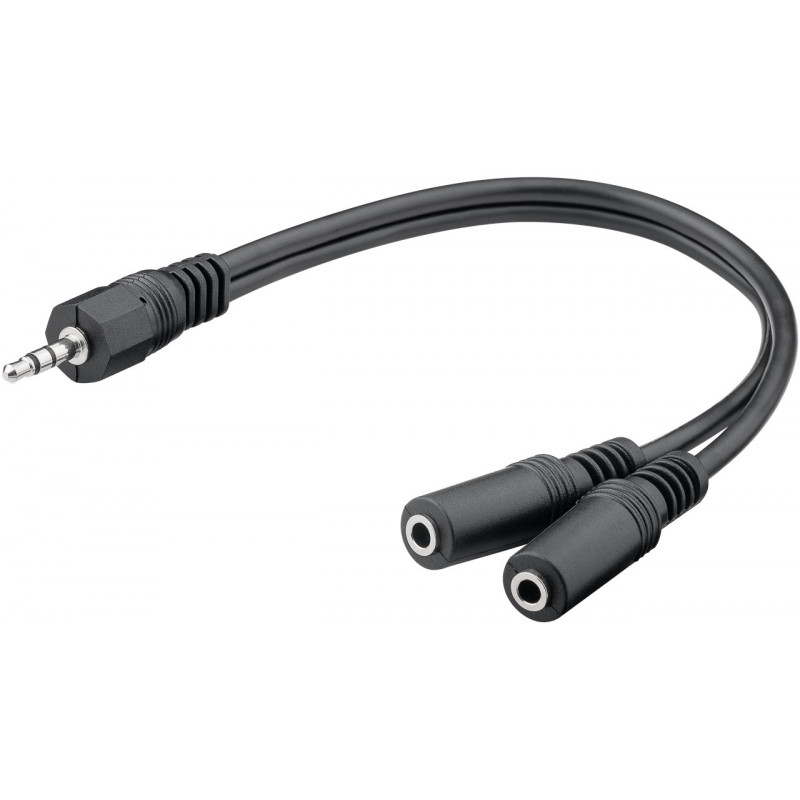 Lydkabel og adapter - Goobay 3,5 mm til 2x 3,5 mm kabel, 0,2 meter