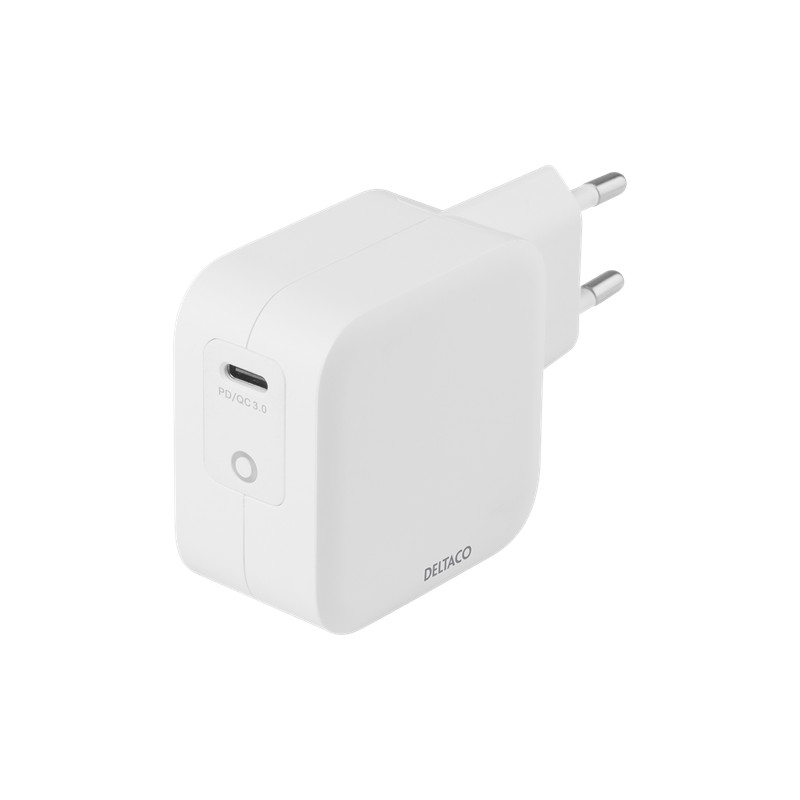 Universal computeroplader - Deltaco USB-C-oplader 60W til computere eller telefoner, PD GaN-teknologi