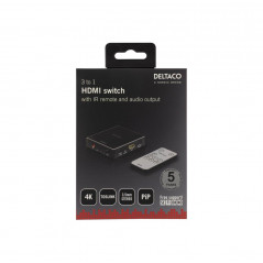 Skærmkabel & skærmadapter - Deltaco HDMI-switch 3-til-1 med fjernbetjening, 4K/30Hz