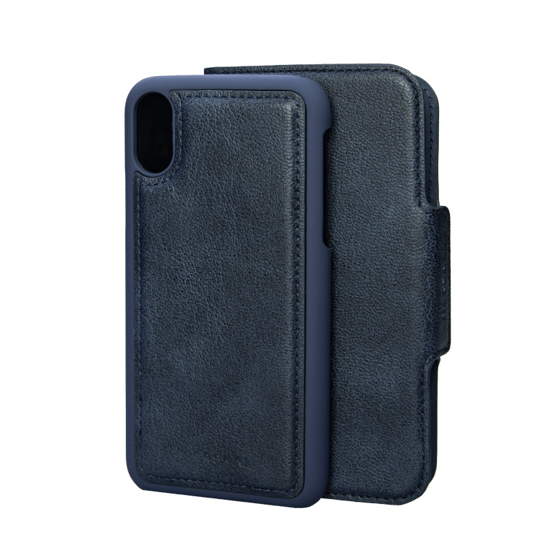 Skaller og hylstre - Etui med magnetisk mobilskal til iPhone X/Xs (Blue)