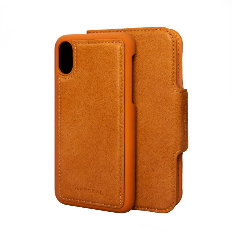 Skaller og hylstre - Etui med magnetisk mobiltelefondæksel til iPhone X/Xs (Orange)