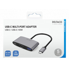 Skærmkabel & skærmadapter - USB-C Multiport til HDMI-adapter med USB/USB-C PD 100W 4K 60Hz