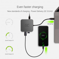 USB-C-dockingstation - GreenCell Multiport USB-C-hub med USB-C, HDMI (4K), USB 3.0 og Ethernet PD87W