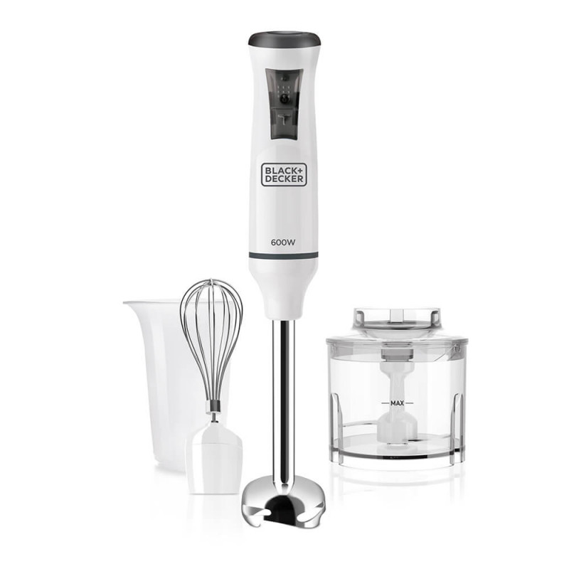 Blender og mixer - Black+Decker stavblender med tilbehør, 20 hastigheder og Turbo, 600 Watt