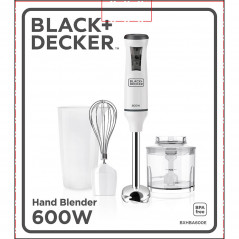 Blender og mixer - Black+Decker stavblender med tilbehør, 20 hastigheder og Turbo, 600 Watt