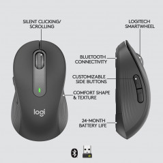 Trådløs mus - Logitech M650 M trådløs mus med Bluetooth og Logi Bolt (Graphite)