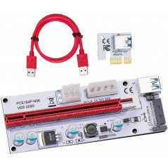 Brugte computerkomponenter - PCIe x1 til PCIe x16 riser med USB 3.0-kabel (brugt)