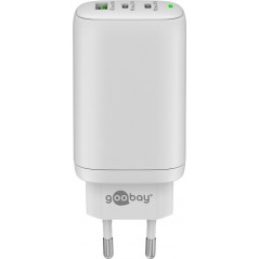 Opladere og kabler - Strømadapter med USB-C PD 65W og hurtig opladning (2x USB-C, 1x USB)