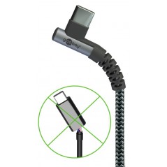 USB-C-kabel - USB-C til USB-C opladerkabel 60W tekstil med vinklet stik