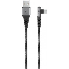 USB-C til USB-A opladerkabel 60W tekstil med vinklet stik