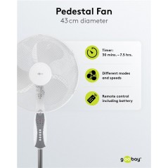 Goobay Gulvventilator 40 cm oscillerende med fjernbetjening og timer