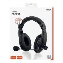 Chat-headsets - Deltaco headset med 2x 3,5 mm AUX-stik