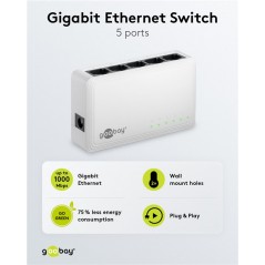 Netværksswitch - Goobay 5-ports Gigabit-switch