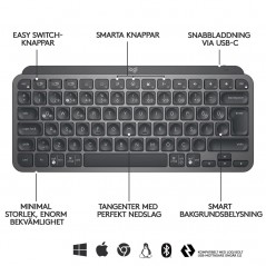 Trådløse tastaturer - Logitech MX Keys Mini trådløst Bluetooth-tastatur med baggrundsbelysning til pc/mac