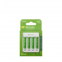 GP ReCyko-batterioplader med 4 genopladelige AAA-batterier (850 mAh)