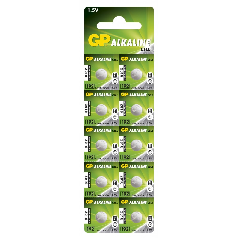 Batteri - GP LR41 V3GA alkalisk batteri, 10-pak