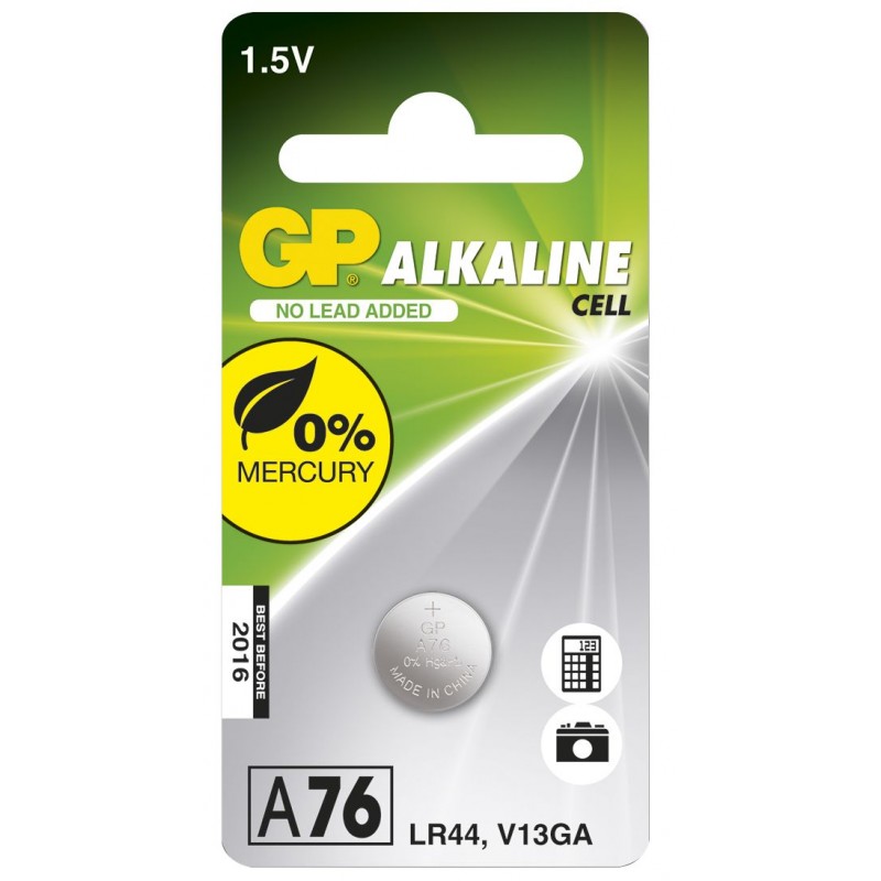 Elektrisk tilbehør - GP LR44 V13GA alkalisk batteri 1-pak knapcellebatteri