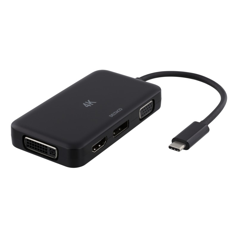 Skærmkabel & skærmadapter - USB-C Multiport til HDMI/DisplayPort/DVI/VGA-adapter 4K UHD 4K@60Hz*