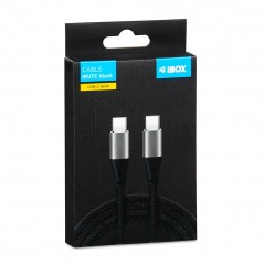 USB-C-kabel - iBox 2 meter USB-C til USB-C opladnings- og synkroniseringskabel op til 60W, sort