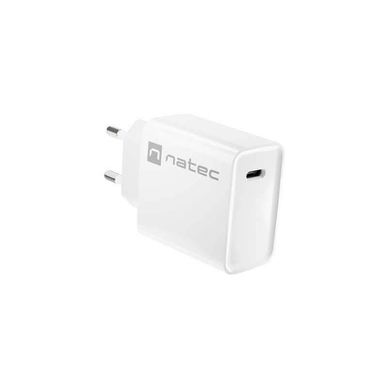 Opladere og kabler - Natec AC adapter vægoplader med USB-C PD 20W og hurtig opladning