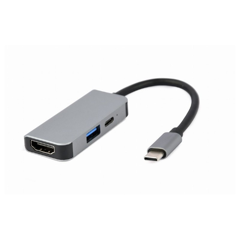 Skærmkabel & skærmadapter - Cablexpert USB-C Multiport til HDMI/USB 3.0/USB-C-adapter 4K@30Hz 2K@60Hz UHD