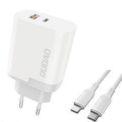 Dudao strømadapter til hurtig opladning af USB-C og USB-A inkl. 1 m USB-C-kabel