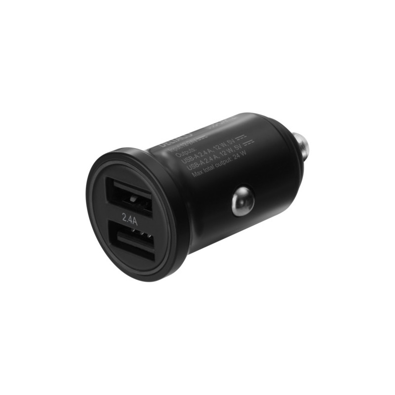 Opladere og kabler - 12/24V USB-oplader med to USB-A-porte, 24W sort