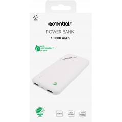 Portable batterier - Essentials Durable Powerbank 10.000 mAh, USB-A, hvid