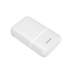 Portable batterier - Powerbank 10.000 mAh, 2x USB-A, 1x USB-C, hvid