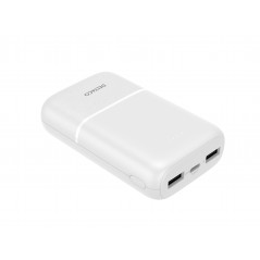 Portable batterier - Powerbank 10.000 mAh, 2x USB-A, 1x USB-C, hvid