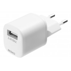 Smartphone- & mobiltilbehør - Vægoplader med 1M USB-A til Lightning-kabel, 2,4A 12W, hvid