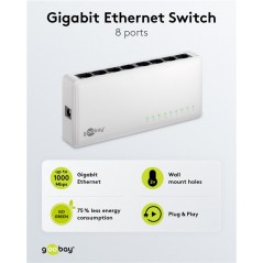 Netværksswitch - Goobay Gigabit-switch med 8 porte (10/100/1000 Mbit/s)