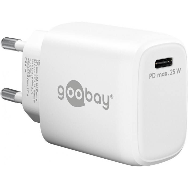 Opladere og kabler - Goobay Strømadapter GaN med USB-C PD (Power Delivery) 25W, hurtig opladning