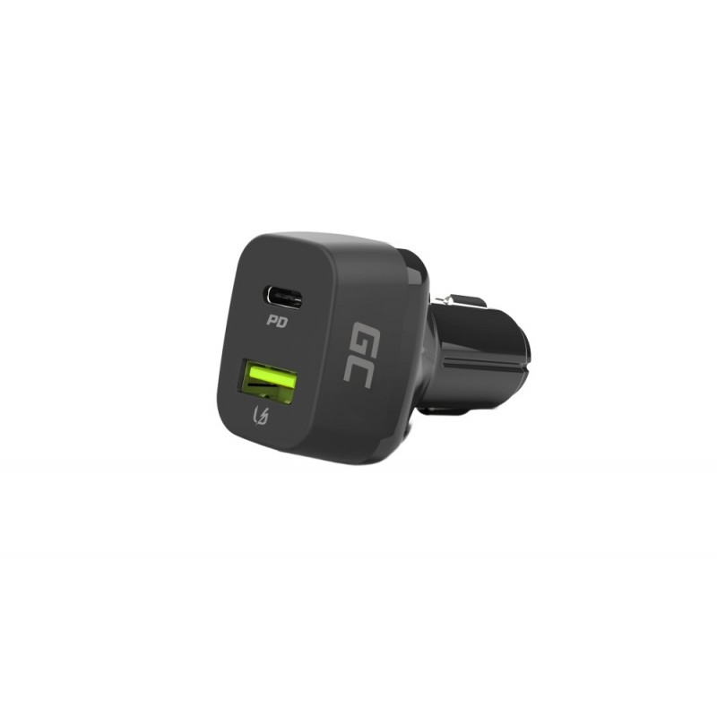 Opladere og kabler - GreenCell biloplader med USB-C- og USB-A-stik, 30 W PD QC 3.0