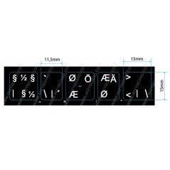 Øvrigt tilbehør - Klistermærker til nordisk (Dell*) (DK/SE/NO/FI) tastatur, 6-keys, Black