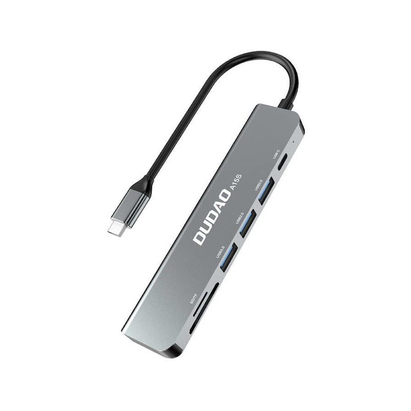 USB-C hubb - Dudao USB-C Hub 6-i-1 Multiport til USB-C/3xUSB 3.0/SD-kortadapter PD60W