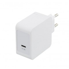 Deltaco 18W USB-C hurtigoplader, sort/hvid