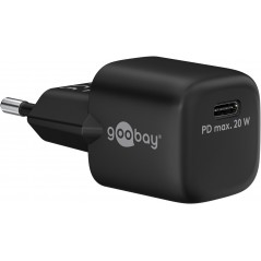 Goobay Kompakt strømadapter GaN med hurtig opladning med USB-C PD (Power Delivery) 20W