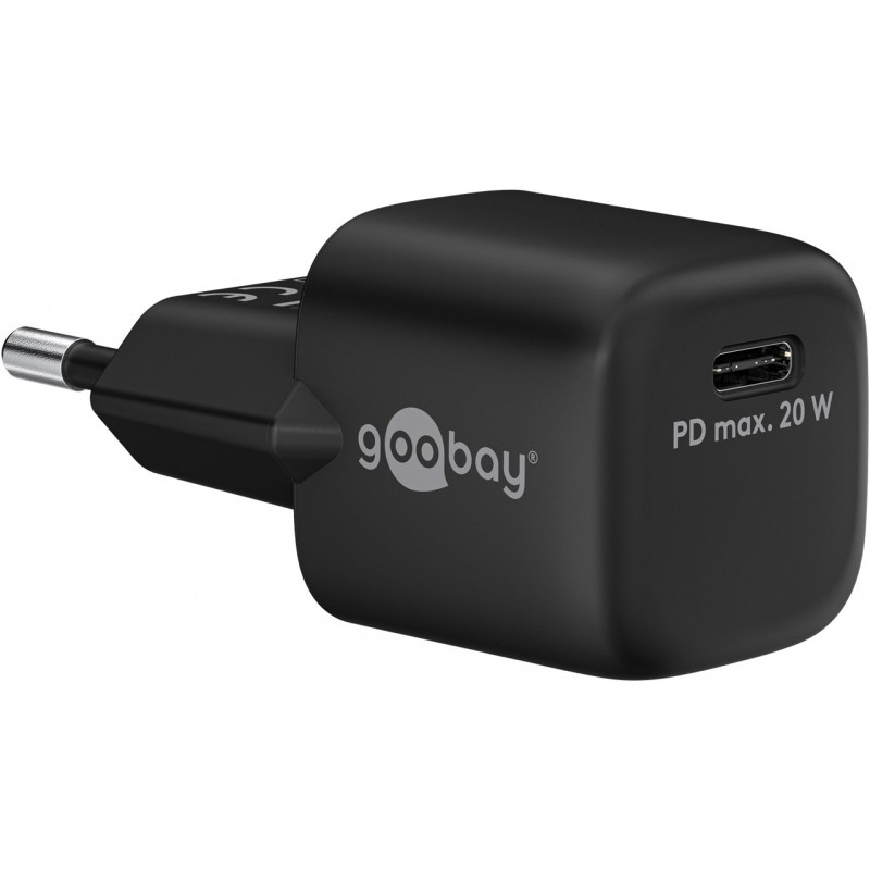 Opladere og kabler - Goobay Kompakt strømadapter GaN med hurtig opladning med USB-C PD (Power Delivery) 20W