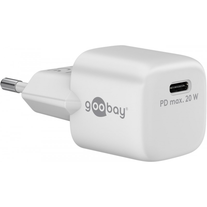 Opladere og kabler - Kompakt strømadapter GaN med hurtig opladning med USB-C PD (Power Delivery) 20W