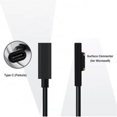 Microsoft Surface - Adapter til opladning af Microsoft Surface Pro 3, 4, 5, 6 med USB-C-oplader